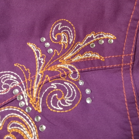 Rock 47 Wrangler Shirt Western Purple Wm XL Studs Embroidery Snap Closure - Picture 6 of 12